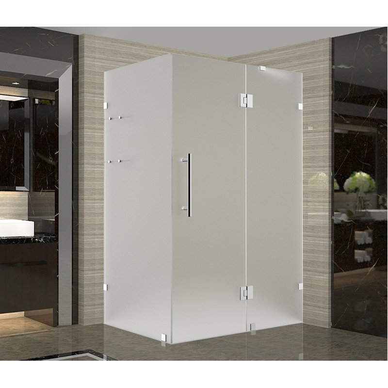 Avalux GS 42" x 72" Square Hinged Shower Enclosure, Brushed Stainless Steel