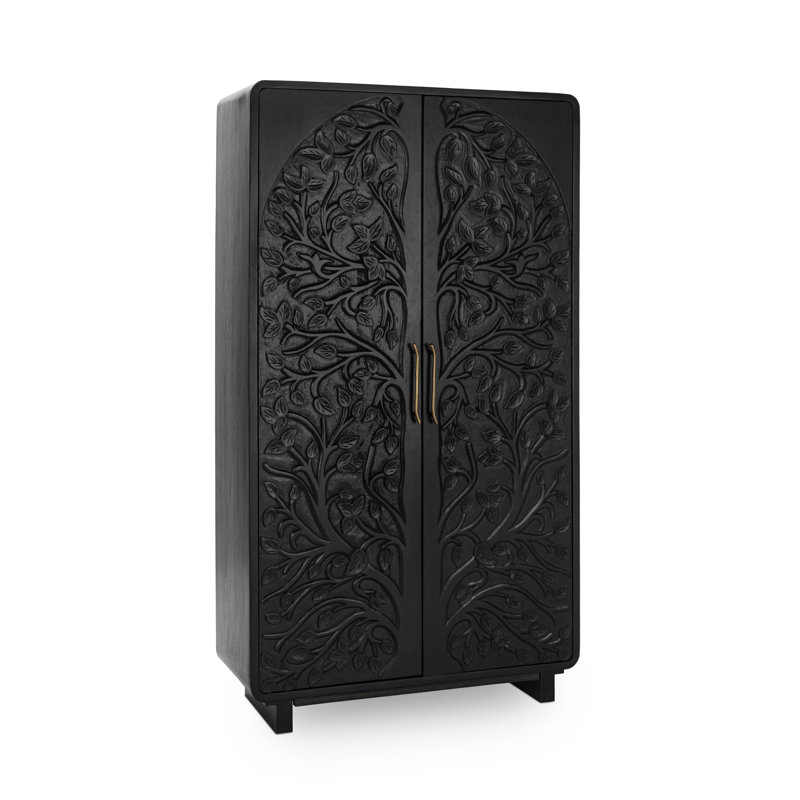 Albero Solid Wood Accent Cabinet, Black