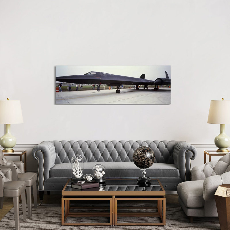 Lockheed SR-71 Blackbird On A Runway by Panoramic Images - Panoramic Gallery-Wrapped Canvas Giclée on Canvas, Canvas