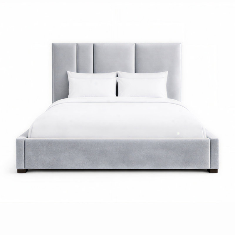 Upholstered Bed, California King, Silver