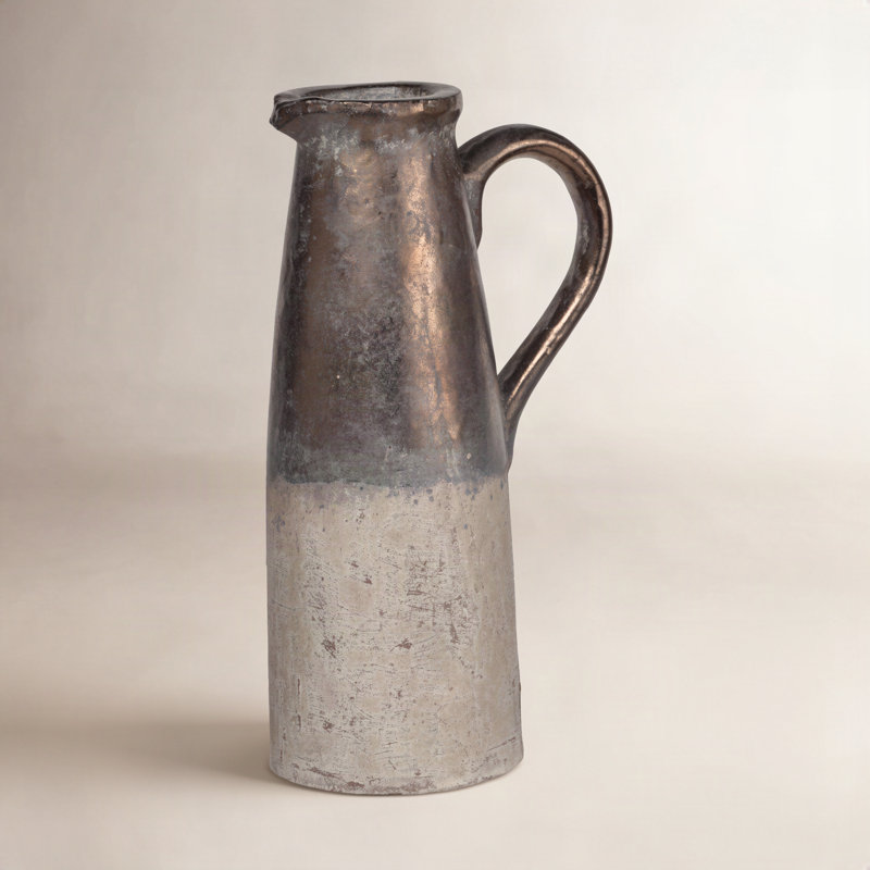 Libra Sienna Brown Ceramic Pitcher Vase, 11" H x 6.7" W x 4.5" D