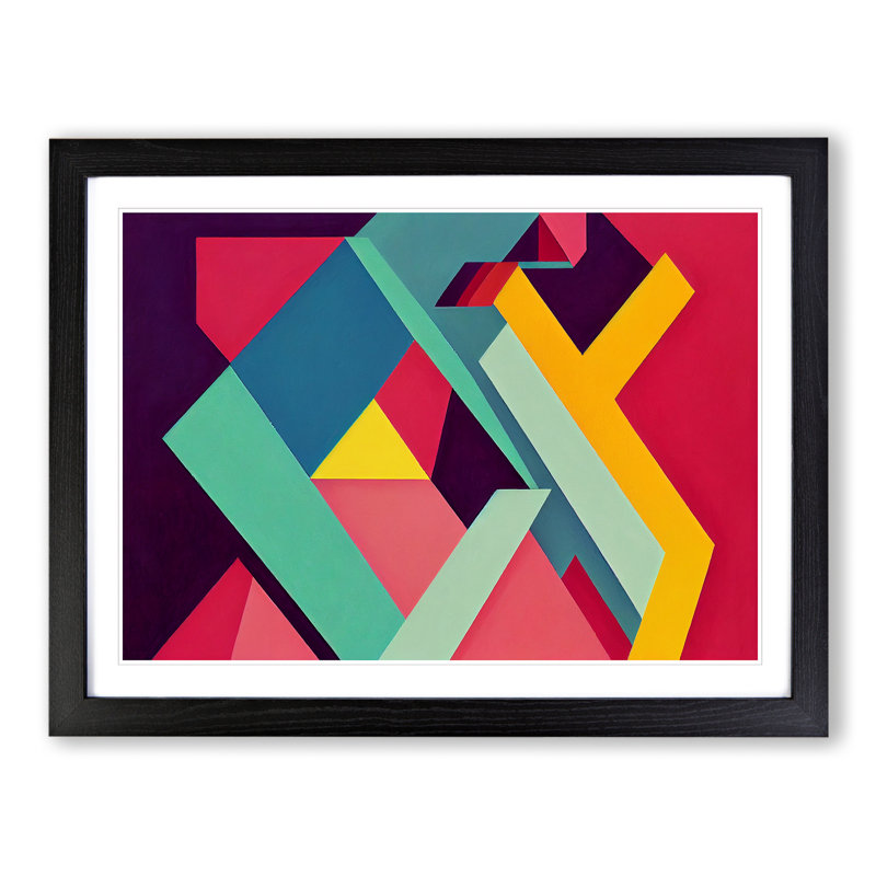 Abstract Shapes Vol.5 - Single Picture Frame Print, 46cm H x 64cm W x 2cm D, Black Framed