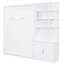 Lit double avec plusieurs tablettes et armoire de rangement, blanc