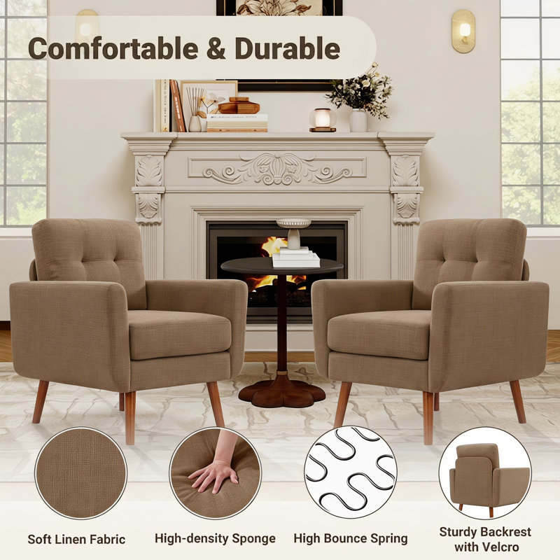 Ensemble de 2 fauteuils 30 "de large capitonnés, Brun