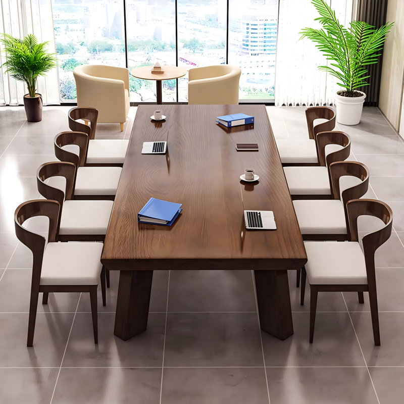 Table de conférence longue en bois de 102,36 po de couleur brune, simple et moderne, 29.53" H x 102.36" W x39.37" D