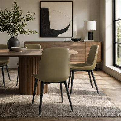 Ensemble de 4 chaises de salle à manger, chaises de style moderne, matériau en polyuréthane et cadre en métal, convenant à la cuisine, au salon et à la salle à manger, résistant aux taches et stable