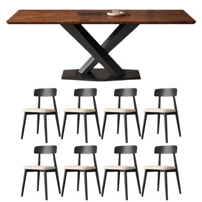 Table de salle à manger rectangulaire en bois massif noyer noir