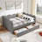 Full Size Cozy Gingham Daybed With Two Storage Drawers, With USB Port And Adorable Wave Shaped, Linen Fabric