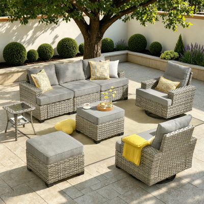 Tommy 7 Person Wicker/rattan Sofa Seating Group With Cushions