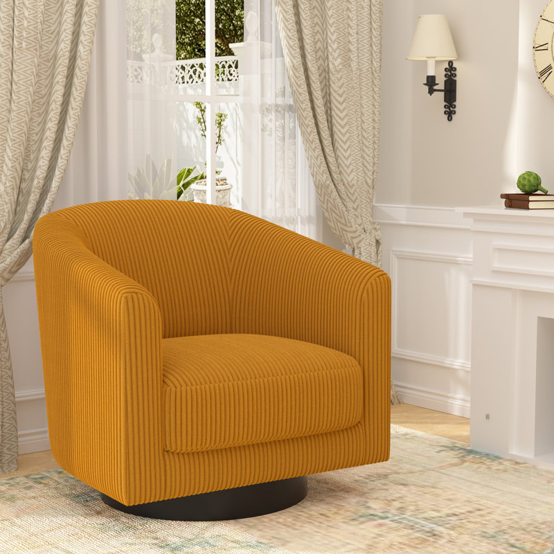 Fauteuil demi-tonneau pivotant Corduroy, Orange chaud