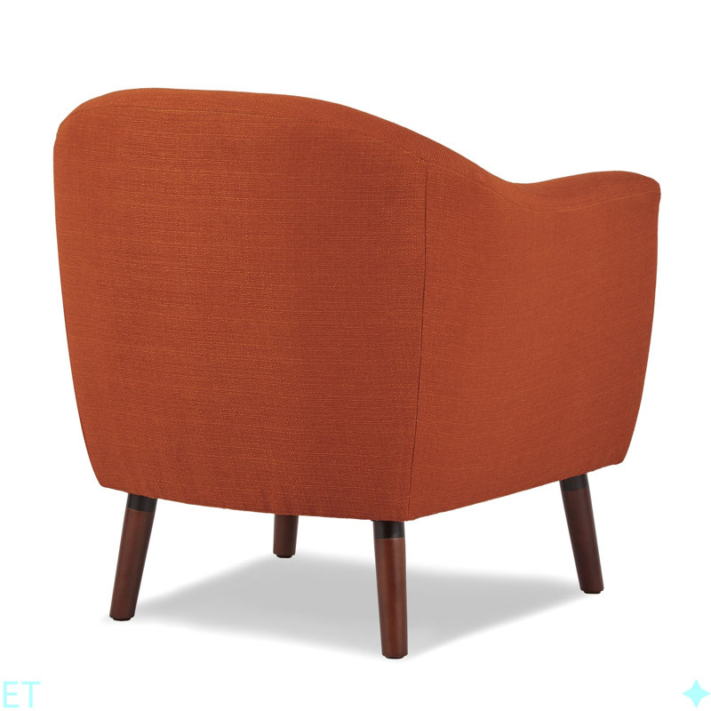 Chaise d'appoint rembourrée en tissu et pieds en bois massif capitonnés, Orange