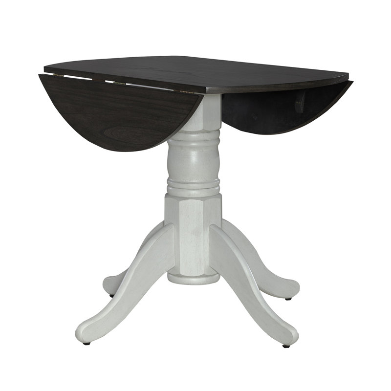  Luz 3 Piece Drop Leaf Dining Table Set, Dark Brown/White