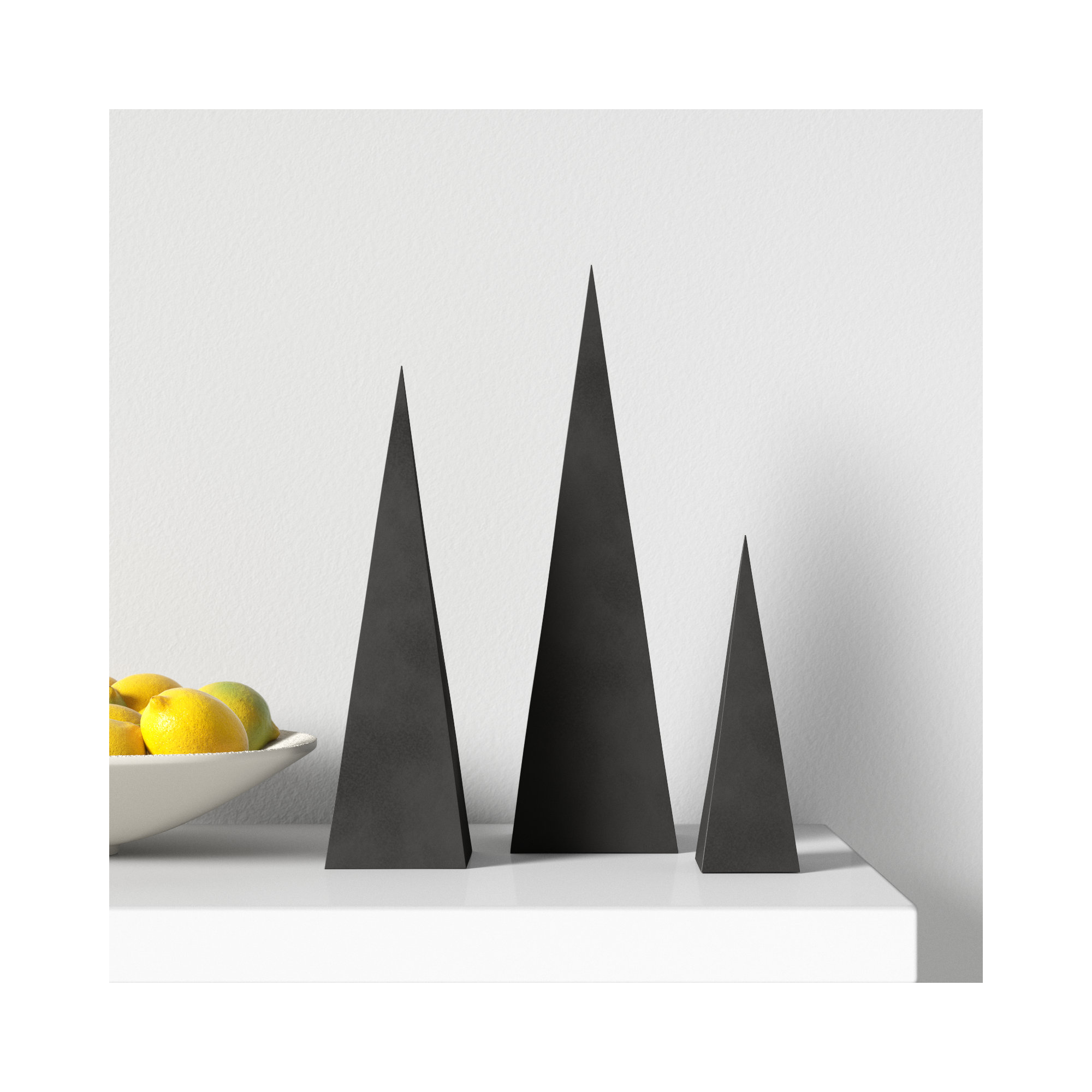 Fisher 3-Piece Ceramic Abstract Sculpture Set, Black