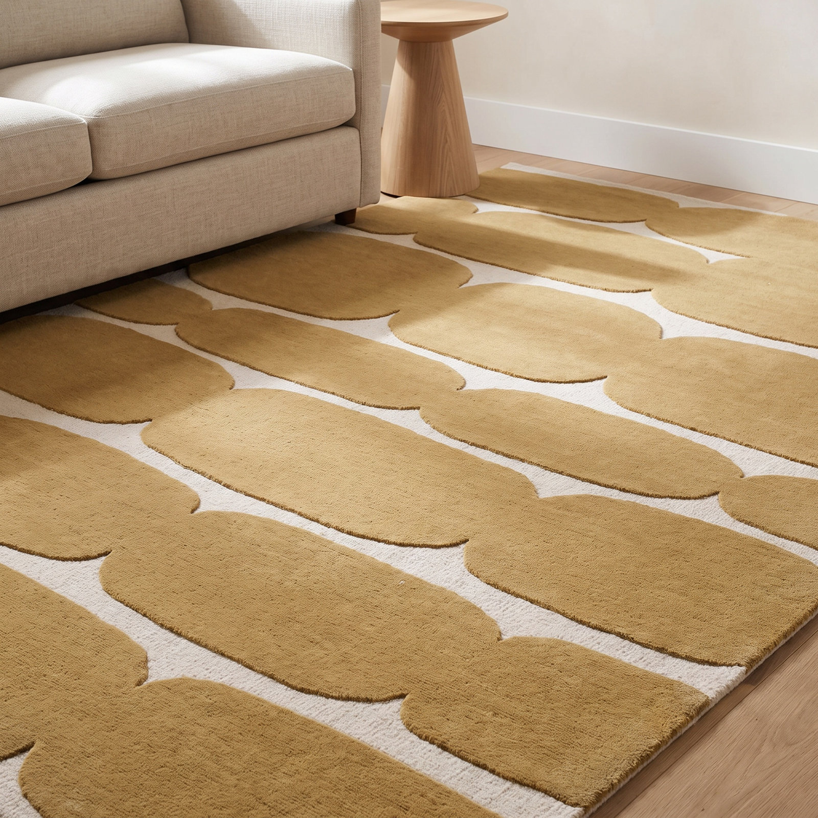 Brick Road Mustard Yellow Hand-Tufted Wool Rug, Rectangle 8' x 10'