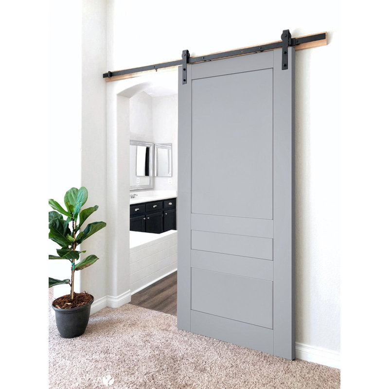 Porte de grange à panneaux en bois Veregio, 18 po x 96 po, Gris
