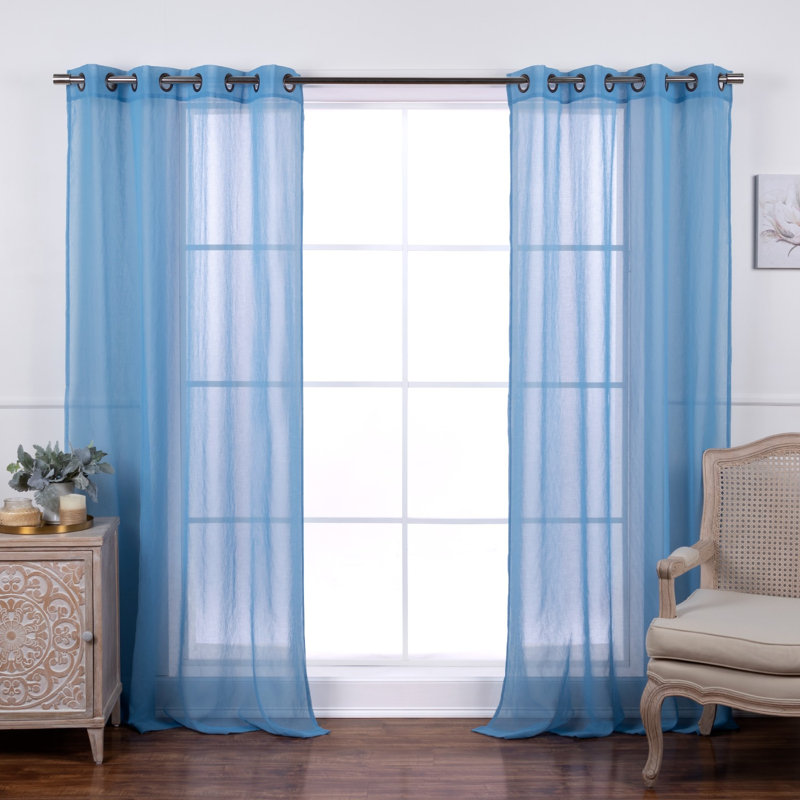 Paire de rideaux transparents avec œillets Amarely, Glacier, L 52 po x L 96 po