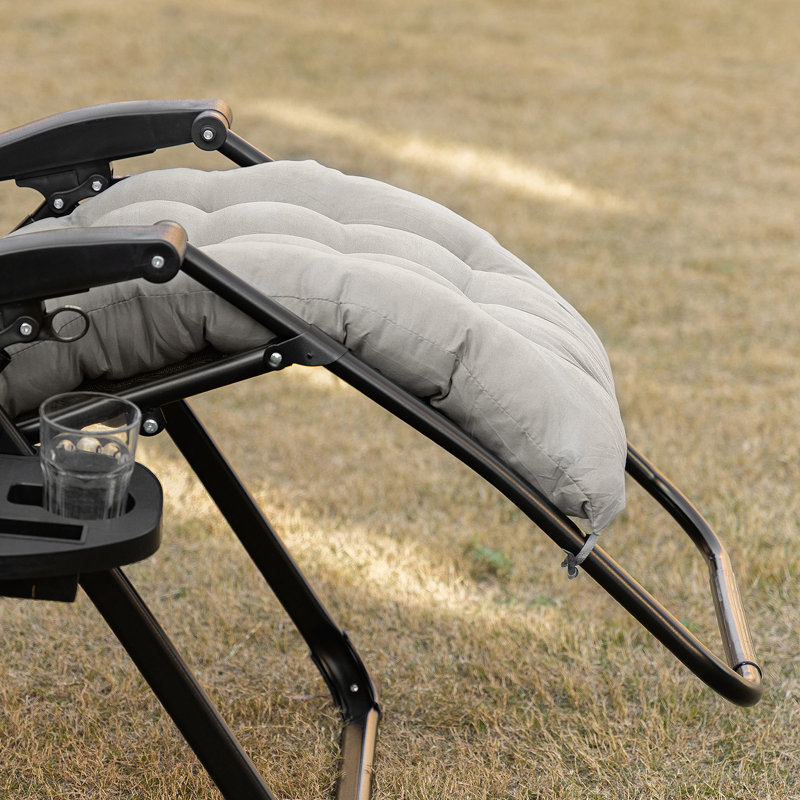 Outsunny Zero Gravity Chair, Folding Reclining Lounge Chair With Padded Cushion, Side Tray