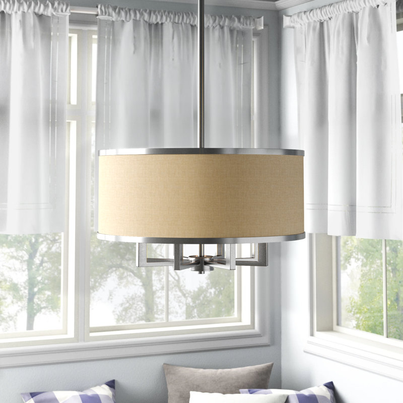 Lustre cylindrique à 4 lumières Berthine, Nickel brossé