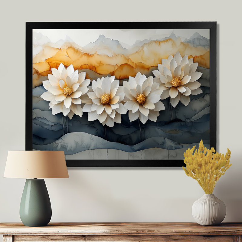 «Ilums Golden Harmony Of Mums Flower II - Mums», art mural, Reproduction encadrée d'une seule photo, Noir, H 12 po x l 20 po