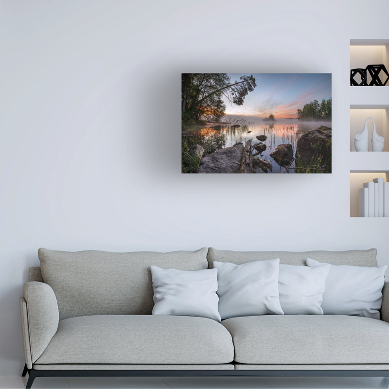 «Peaceful Morning» sur toile, art audacieux, L 24 po x H 16 po