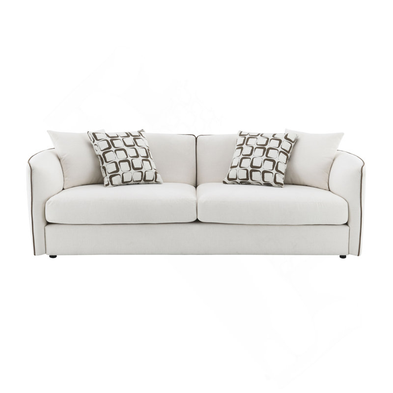 Canapé beige en chenille avec 4 coussins