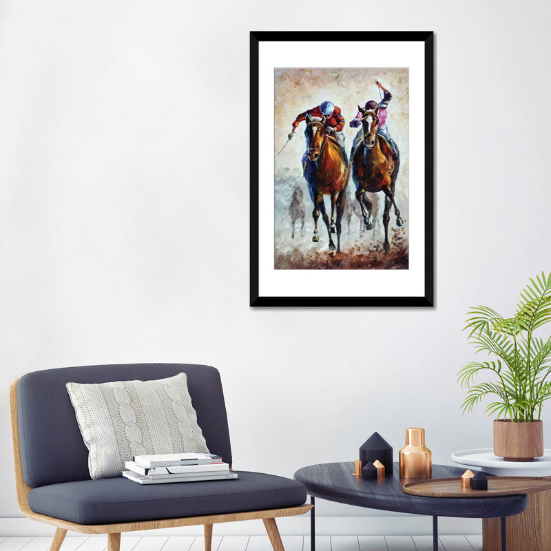 Contender par Leonid Afremov, reproduction sur toile, H 32 po x l 24 po x P 1 po, Papier d'art encadré noir, Blanc