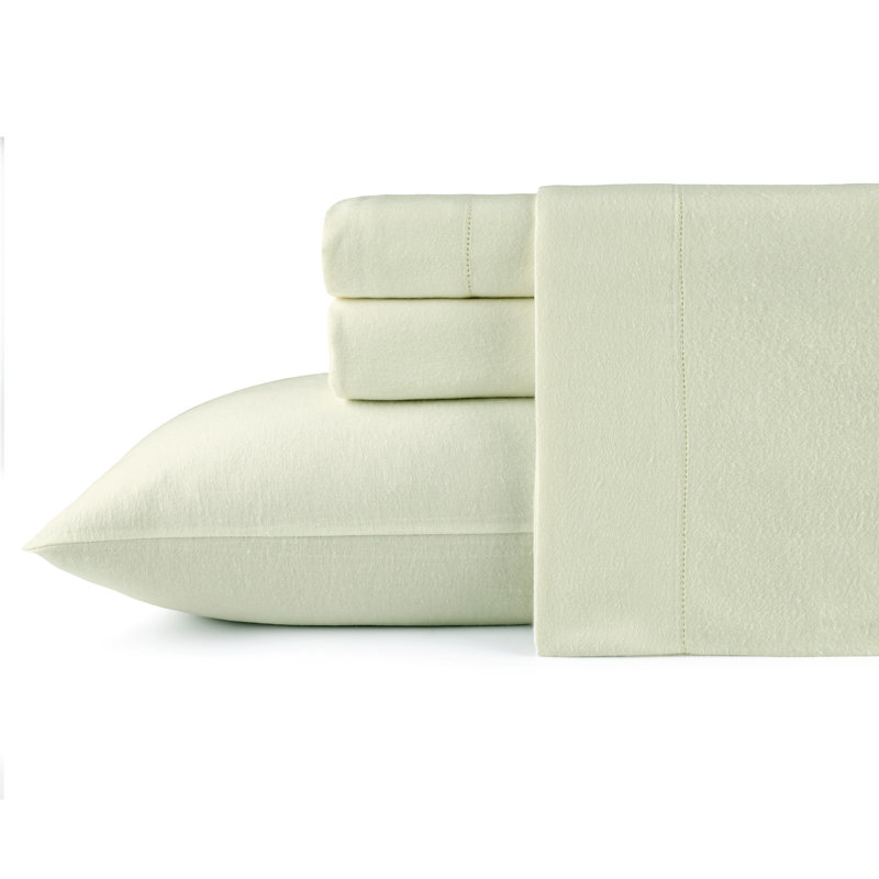 Ensemble de draps en flanelle profonde 180 pièces Pointehaven, Ensemble de draps pour grand lit avec 2 taies d'or, Beige