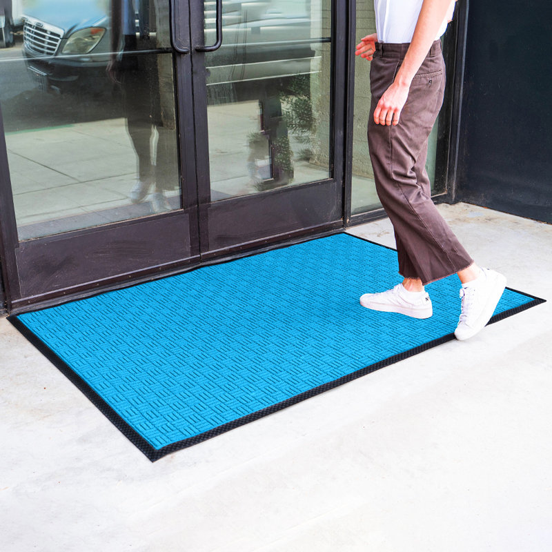 Tapis d'entrée antidérapant Fordville, Bleu, 48" W x 72" L