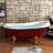 Vanity Art York 67 in. Red and White Acrylic Clawfoot Freestanding Soaking Bathtub with Left Pop-Up Drain