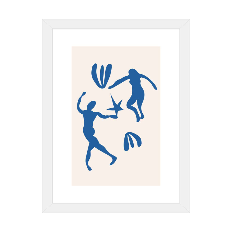 Dancing Dance-impression d’art graphique « Blue People », Papier encadré blanc, Blanc, H 32 po x l 24 po x P 1 po