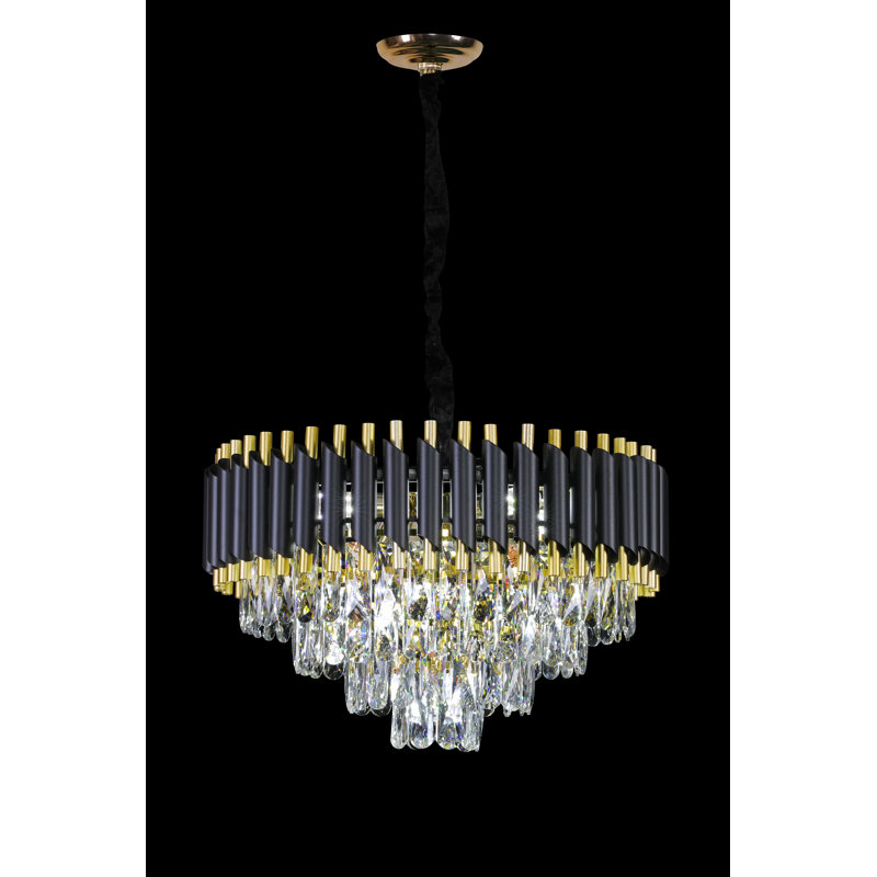 Audreyann Chandelier, Gold/Black, 60cm H x 55cm W x 55cm D, 9