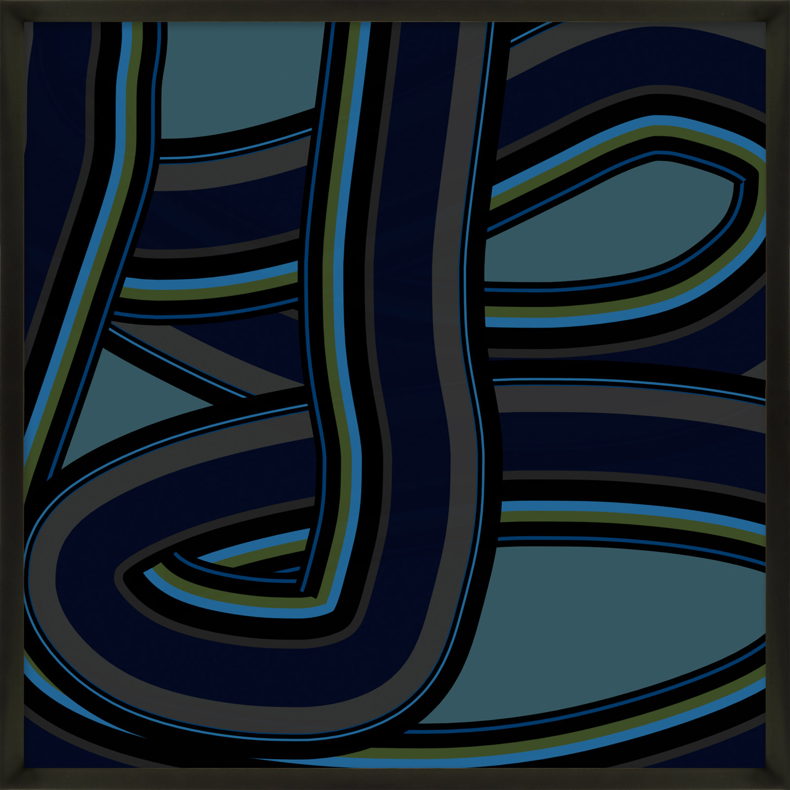 Stone Blue Twist by Jacques Pilon, 24" H x 24" W x 1.25" D, Black