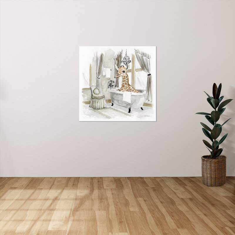 "Girafe Bath" par Carol Robinson, reproduction sur toile