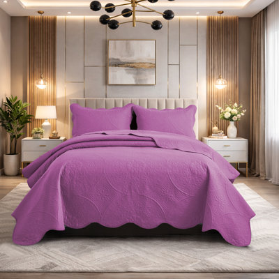 Embossed Floral Microfiber Quilt Set