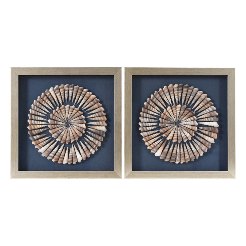 Ensemble de 2 panneaux muraux Khyzer, Naturel / coquillage