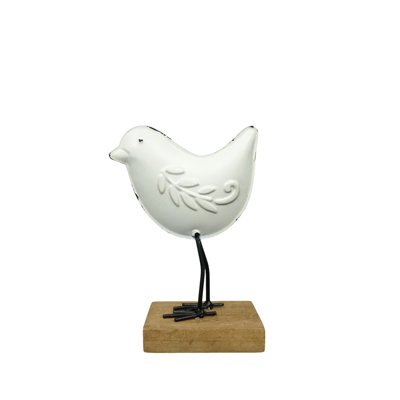 Oiseau blanc en métal avec support 7 pi