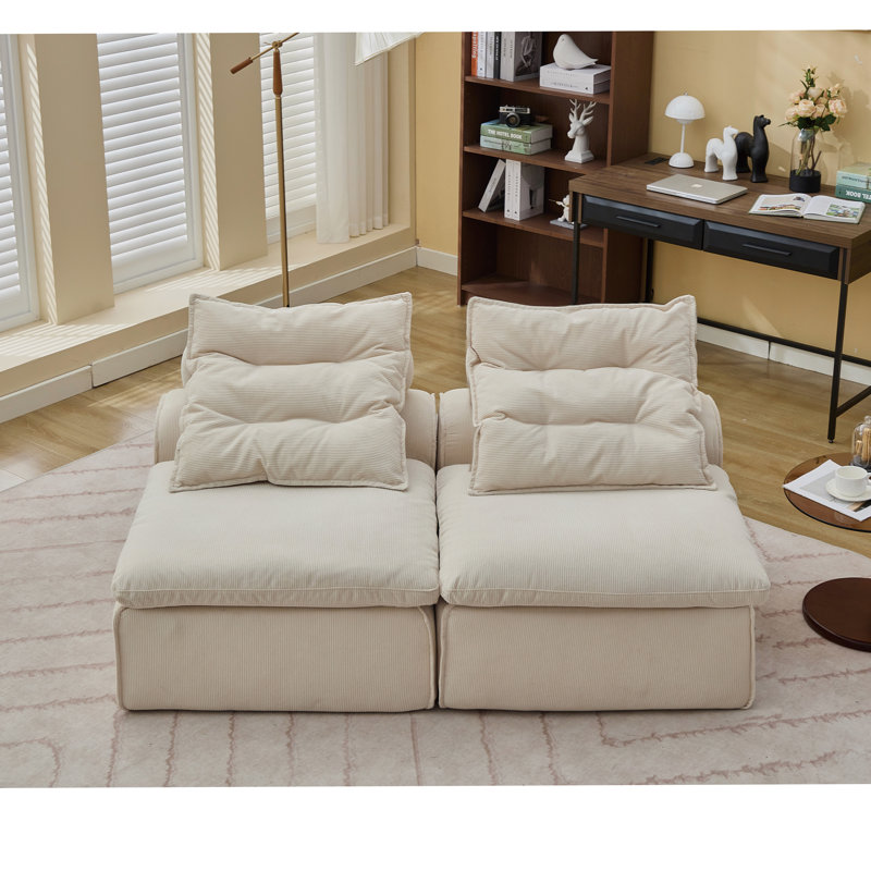 Canapé modulaire polyvalent avec velours côtelé doux, idéal pour la détente et la personnalisation, Beige