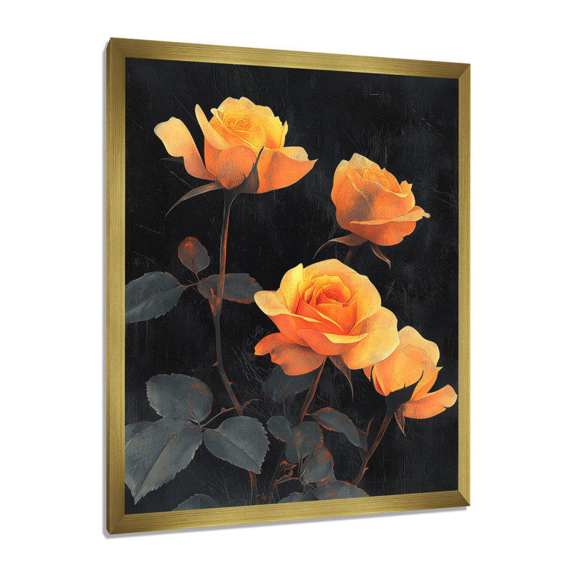 Brittney - impressions sur toile florales, H 20 po x l 12 po, Reproduction encadrée d'une seule photo, Doré