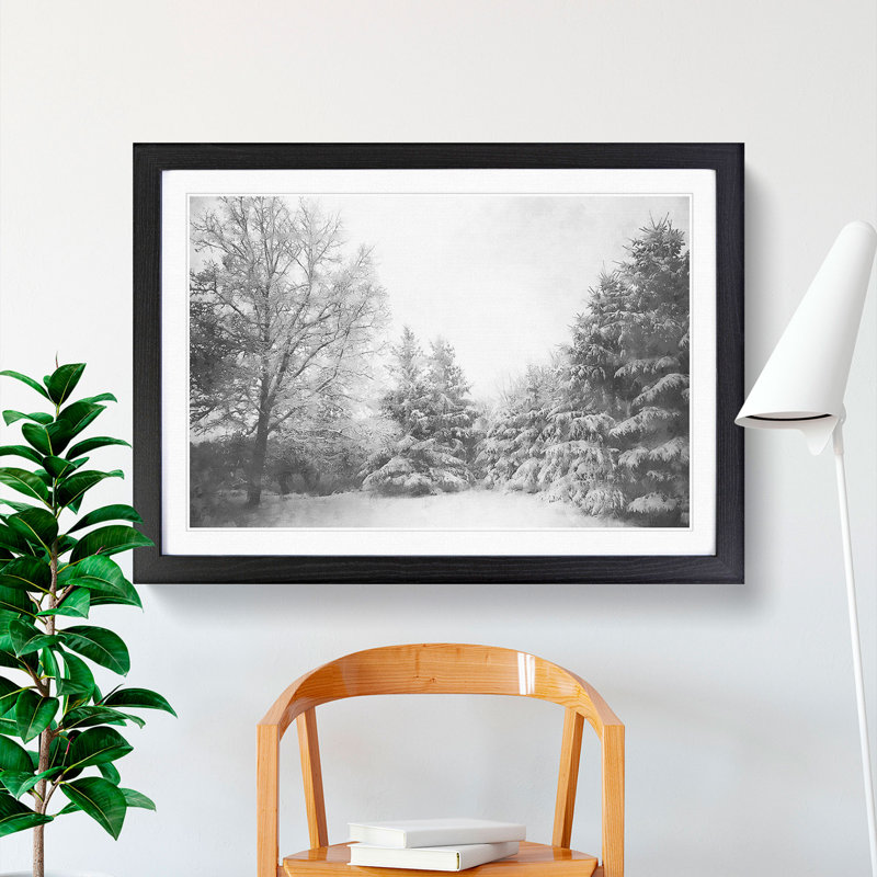 Winter Forest Vol.1 - Picture Frame Painting, 48cm H x 65cm W x 2cm D, Black Framed
