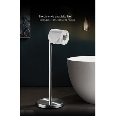 Porte-papier hygiénique sur pied en acier inoxydable avec support à serviettes stable pour la salle de bain, sans perçage