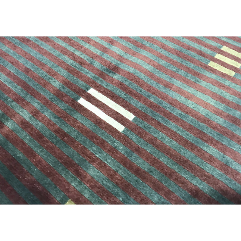 Hand-Knotted High-Quality Green and Brown Area Rug