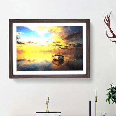Boat upon a Lake During Sunrise in Abstract - Picture Frame Painting Print