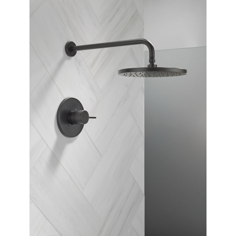 Ensemble de robinet de douche à pluie rond Modern 14 Series, ensemble de pomme de douche et poignées noir mat, ensemble de garniture de valve, noir mat (valve non incluse)