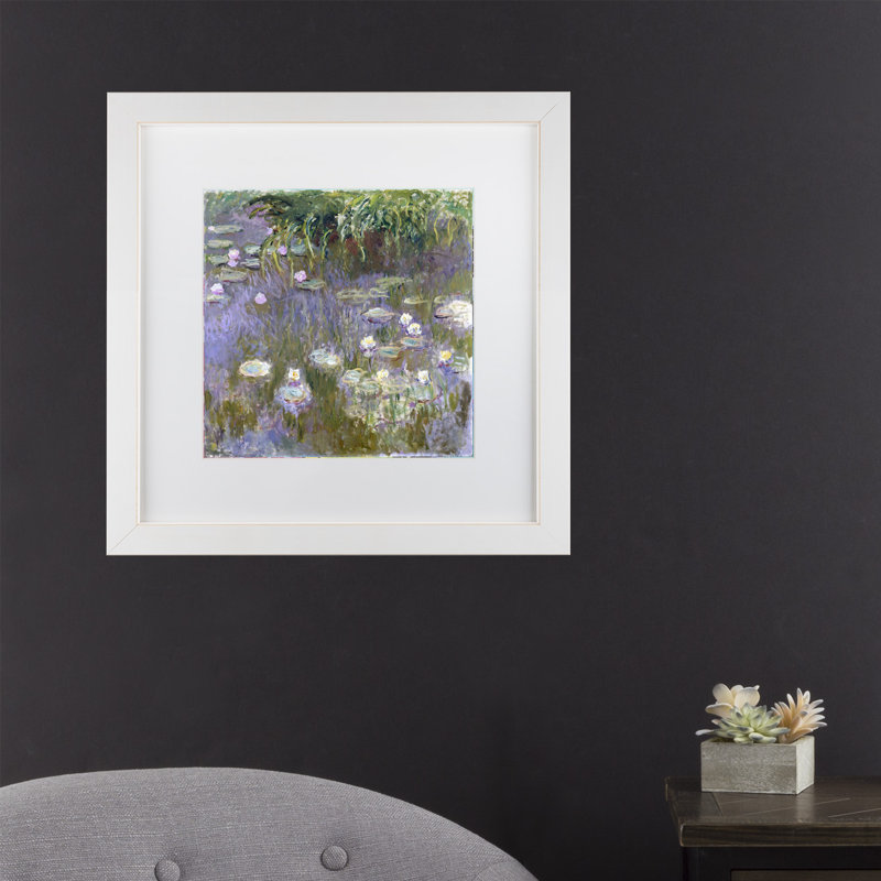 « water lilies », reproduction sur toile, H 11 po x l 14 po x P 0,5 po, Blanc, Cadre blanc