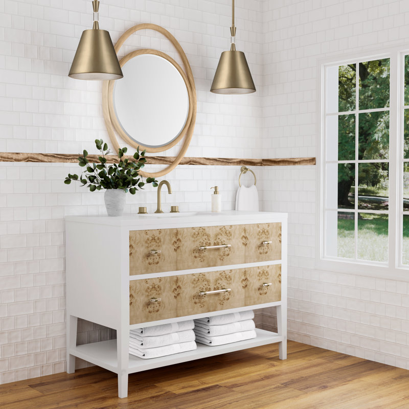 Olena 48'' W Single Vanity, 8" Widespread, White Zeus 