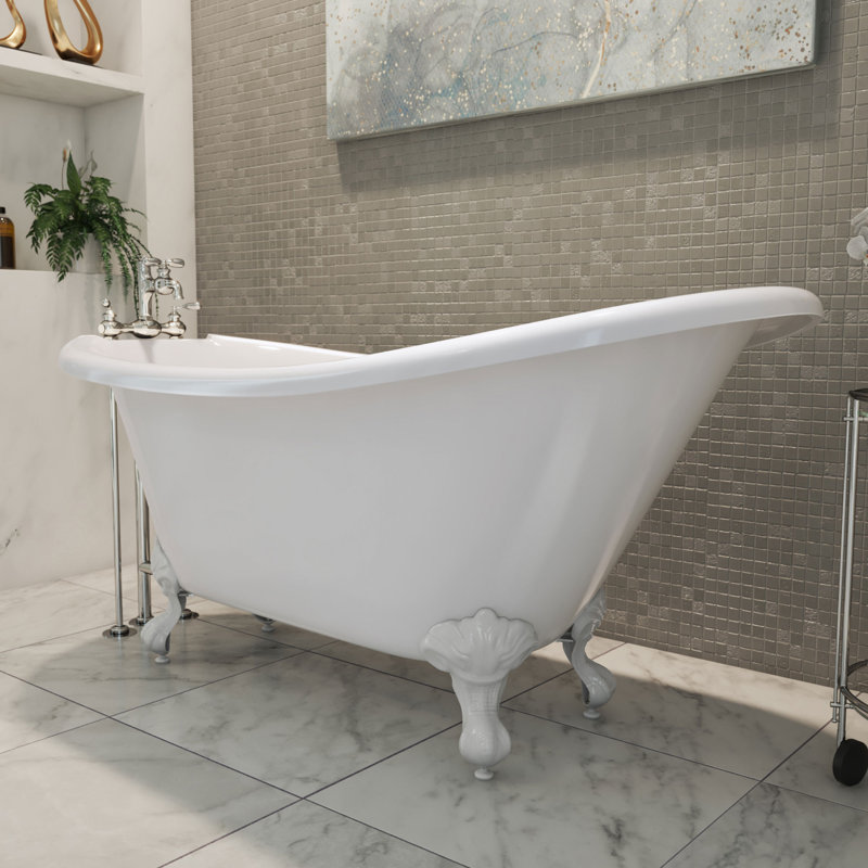 61" x 28" Freestanding Soaking Acrylic Bathtub