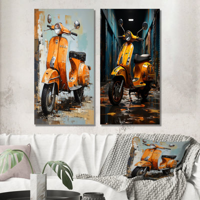 Scooter Escape - Scooter Canvas Art Print Set Of 2