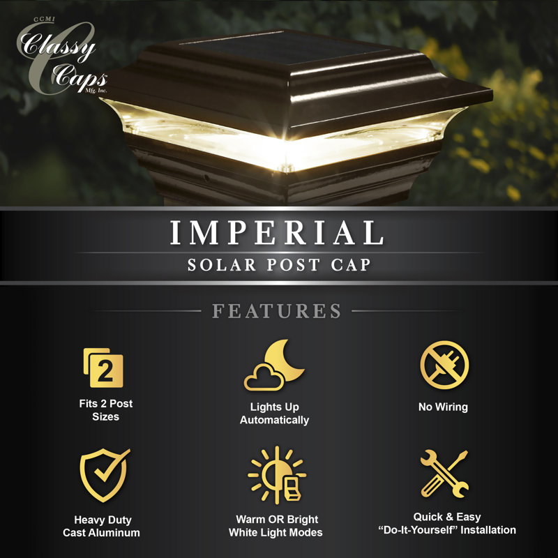 Bronze Aluminum LED Solar Post Cap Light