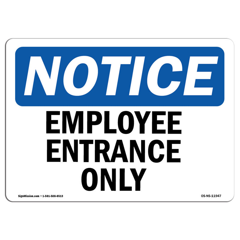 Enseigne pour employé seulement en aluminium 12 x 18