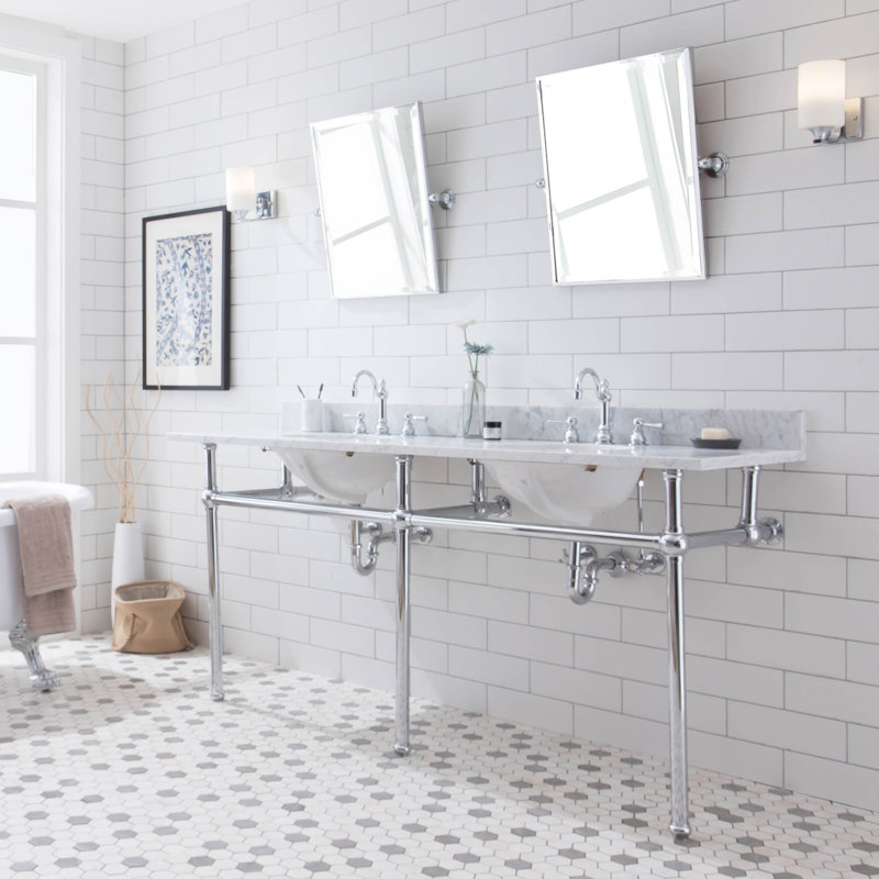 Ensemble de meuble-lavabo oval avec robinet et trop-plein Copeland Stone, Chrome chrome